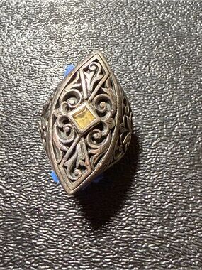 BRIGHTON yellow CITRINE gemstone stone 925 STERLING SILVER Signed RING size 9